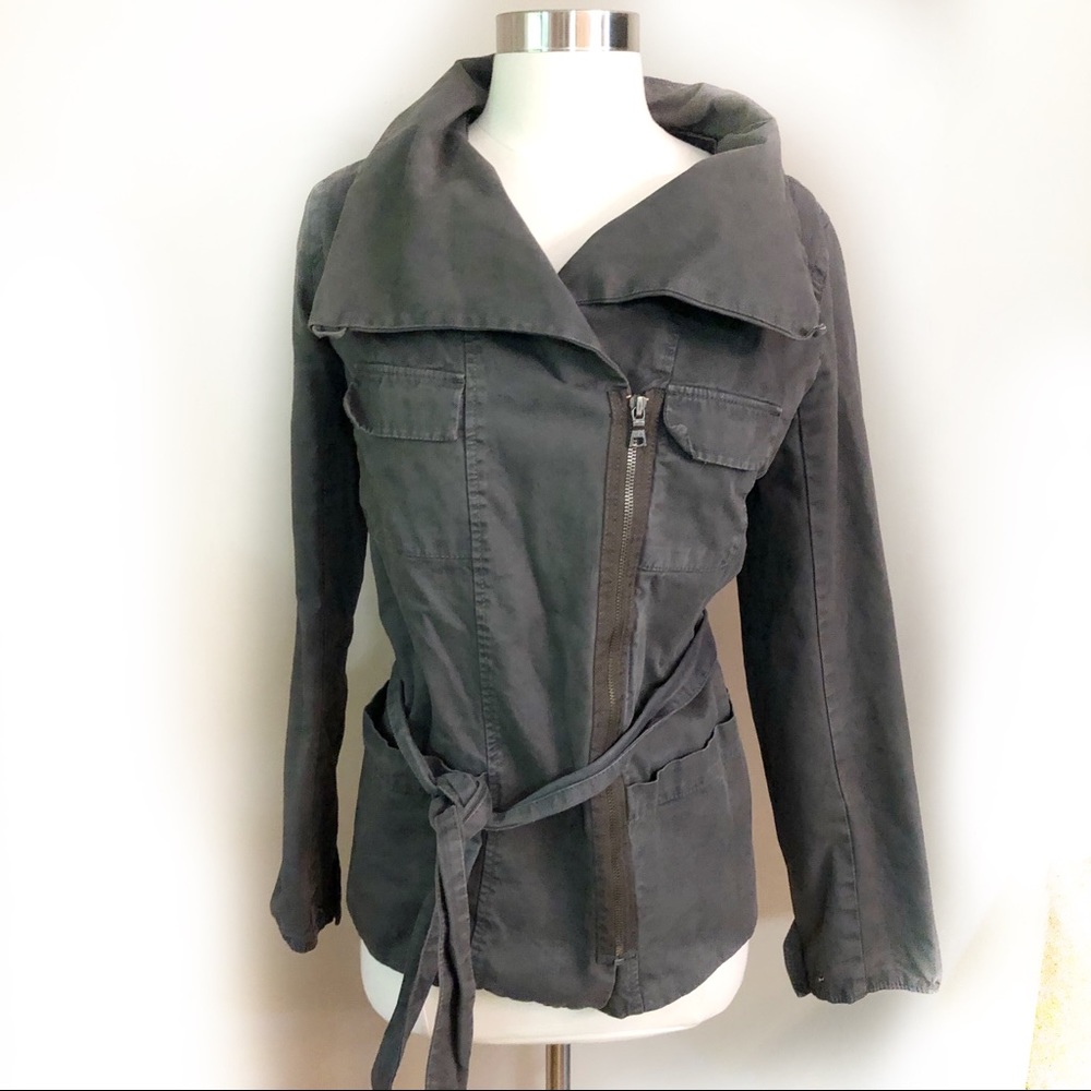 GAP asymmetrical zip khaki utility jacket size XS